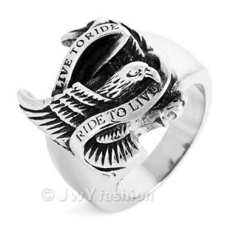 size 12 silver eagle stainless steel men ring lp11 402
