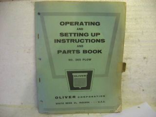 oliver 365 plow operators set up manual and parts book