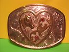 BEAUTIFUL Hand Made Marked Sterling Front Heart & Horse Belt Buckle 