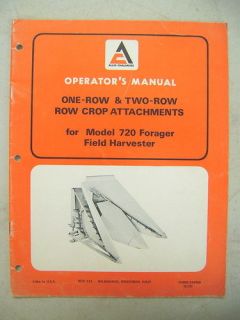 ALLIS CHALMERS ROW CROP ATTACHMENTS FOR 720 HARVESTER OPERATORS MANUAL
