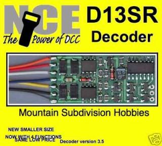 NCE D13SR DCC DECODER HO 4 function Universal wired  