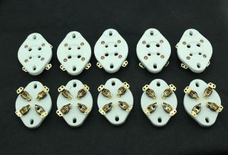 10pcs ceramic 4pin golden plated tube socket for 300B,2A3,PX4,45,5U4G 