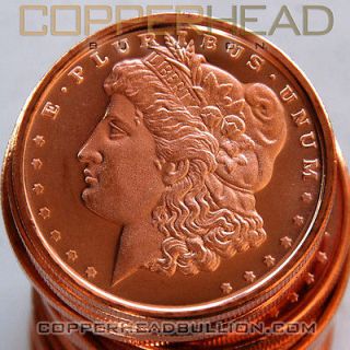 Roll of (20) 1oz Morgan Head Dollar Copper Coins .999 Pure Bullion 