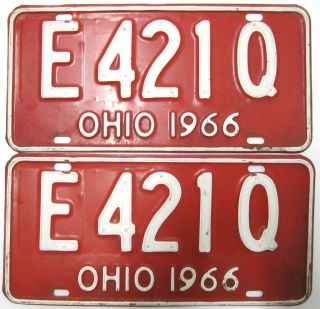 PAIR of Antique Classic 1966 Ohio License Plates   Good Vintage 