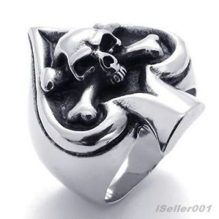 Stainless Steel Spade Ace Skull Mens Ring Size 8,9,10,11,12,13,14,15 