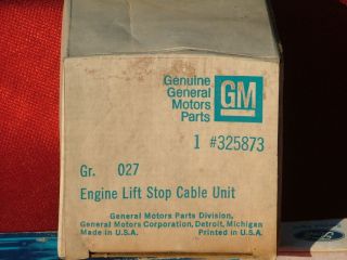 1965 69 Chevy SBC engine lift stop cable unit, NOS 283, 307, 327 