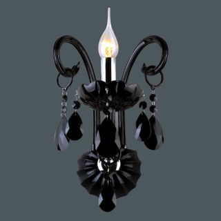 Black Glass Pipe and Crystal Wall Lamp Sconces in Candle feature