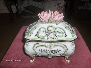 schaubach kunst porcelain box with roses fine china time left