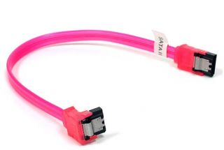 Right Angle TO180 UV Red 10 SATA II Cable 3GB w Latch