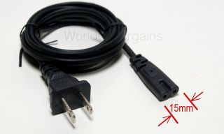 Power Cord Cable 2 Prong 125V Universal PS2 PS3 Printer Computer 
