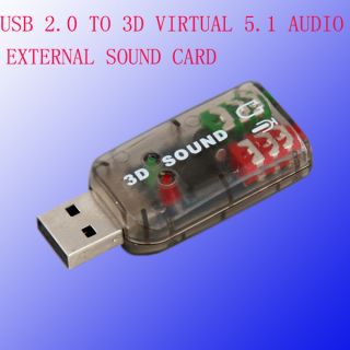 CH 3D Audio USB Sound Card Adapter Headphones Mic
