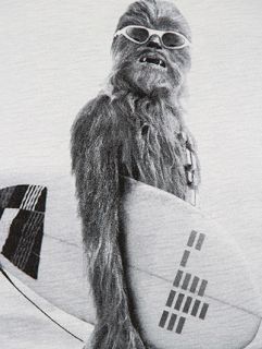 CHUNK Star Wars Waikiki Beach Chewie Surfer Print T Shirt   Grey