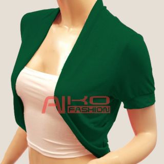 Ladies Short Sleeve Bolero Jacket Womens Shrug Cardigan Size s M L XL 