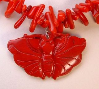 Ladies Gift Big Branch Coral Butterfly Pendant Necklace