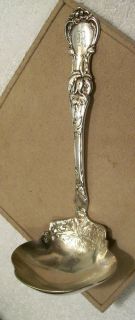 1835 R Wallace A1 Silverplate Gravy Ladle Spoon Flower Design R 