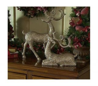   Gold Glittered Christmas Holiday Reindeer Set Valerie Parr Hill