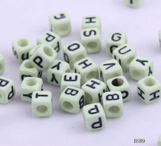 50g Mixed 6mm Cube Acrylic Initial Alphabet Letters Spacer Beads Fit 