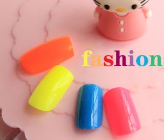 Candy Color Lovely 24 Nail Art Tips Polish Acrylic Nails Foils False 