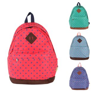   Polka Dot Pinted Cotton Backpack School Bag Book Bag 4 Colors