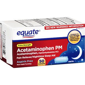 Equate Extra Strength Acetaminophen PM 50 Caplets