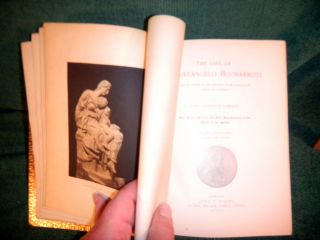   LEATHER 1893 ART BOOKS  LIFE OF MICHELANGELO by JOHN ADDINGTON SYMONDS