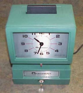 Acroprint 125NR4 Automatic Work Punch Time Clock w Key Nice Working 