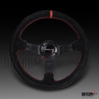 330mm Drifting Steering Wheel Suede Red Trim Acura CSX