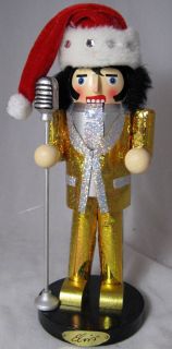 2011 Kurt Adler Elvis Presley in Gold Lame Suit Wooden Nutcracker Free 