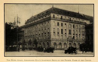1908 Print Hotel Adlon Ambassador Hills Apartment Original Historic 
