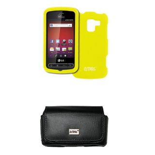 Yellow Hard Case Protective Cover Leather Pouch for LG Optimus Slider 