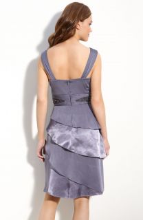 New Adrianna Papell Beaded Chiffon Satin Flutter Skirt Dress Size 8P 