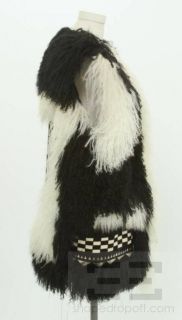 Adrienne Landau Black & White Pony Hair & Lambswool Trim Vest