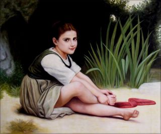   Repro Bouguereau, Adolphe William By the Edge of a Stream, 1875