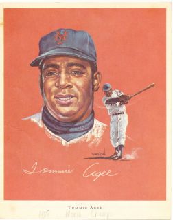1969 Mets Citgo Portrait Tommie Agee by John Wheeldon 8 x 10