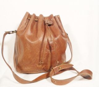 Etienne Aigner Large Brown Leather Bucket Bag Purse Tote Handbag 