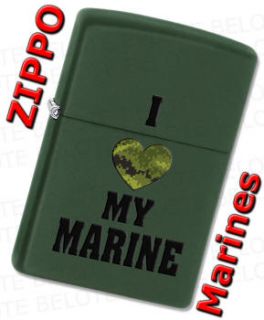 Zippo USMC I Love My Marine Green Matte Windproof Lighter 28338 **NEW 