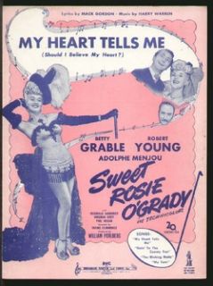 Sweet Rosie OGrady 1943 My Heart Tells Me Betty Grable Vintage Sheet 