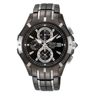   Mens SNAE57 Coutura Alarm Chronograph Black ion Finish Watch
