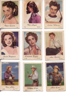 1952 Gum Film Star Cards, Dutch   Ava Gardner, Eliz Taylor, Etc.
