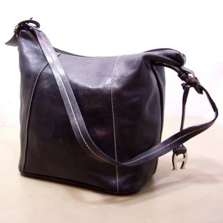   Etienne Aigner Black Leather Hobo Shoulder Bag Feet on Bottom Handbag