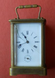 Antique Miniature French Carriage Alarm Clock Brass