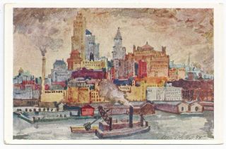   Postcard New York New York City Set Art Scenes Albert Sallak