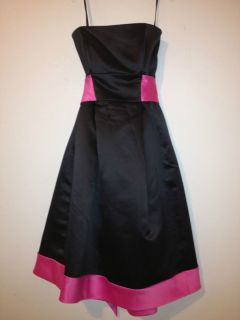 ALFRED SUNG D416 BLACK AND FUCHSIA Pink FORMAL BRIDESMAID DRESS