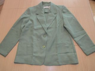 Alfred Dunner Classics Petite Size 8P Green Two Buttons Blazer Jacket 