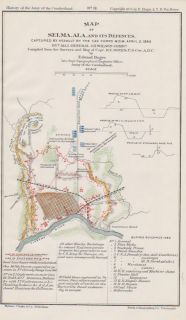 Selma Alabama Civil War Battle Map 1865 Hand Colored Confederate 