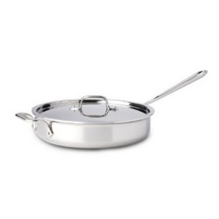 All Clad Tri Ply 4403 Stainless Steel Saute Pan 3 qt with Lid, New In 