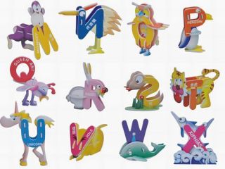 26pcs Animal Alphabet 3D Jigsaw Paper Puzzle Early Learning 