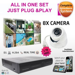   Complete Surveillance Security Camera DVR System All in One