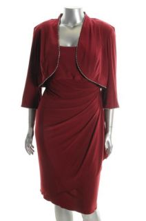 Alex Evenings New Red Ruffled Dress with Jacket Plus 22W BHFO