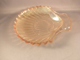 Vintage Amber Opalescent Candy Dish Shell Design